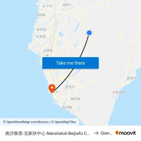 南沙魯里-北家扶中心 Nanshaluli-Beijiafu Center to Qianjin map