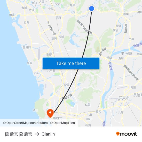 隆后宮 隆后宮 to Qianjin map