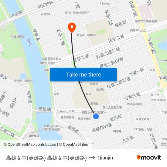 高雄女中(英雄路) 高雄女中(英雄路) to Qianjin map