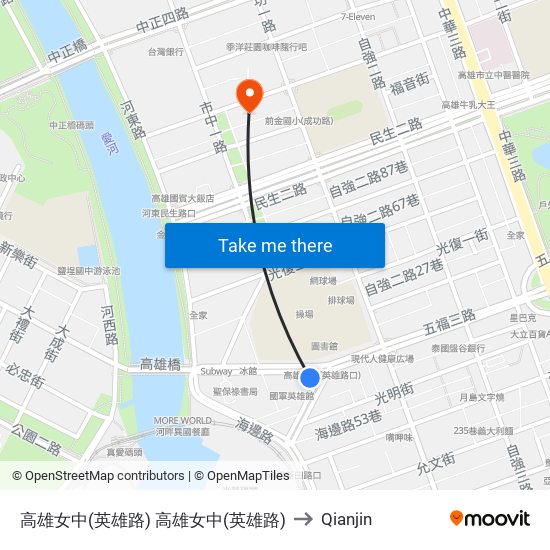 高雄女中(英雄路) 高雄女中(英雄路) to Qianjin map