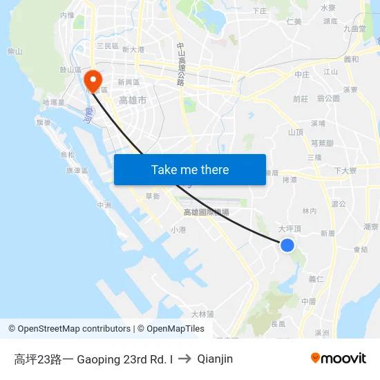 高坪23路一 Gaoping 23rd Rd. I to Qianjin map