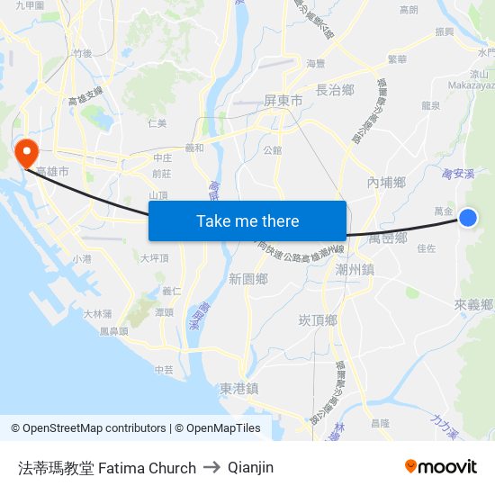 法蒂瑪教堂 Fatima Church to Qianjin map