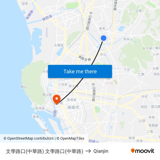 文學路口(中華路) 文學路口(中華路) to Qianjin map