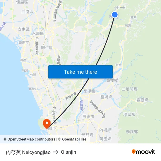 內芎蕉 Neicyongjiao to Qianjin map
