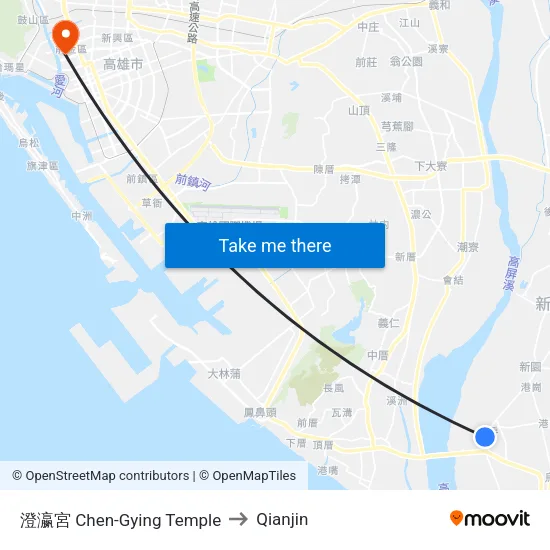 澄瀛宮 Chen-Gying Temple to Qianjin map