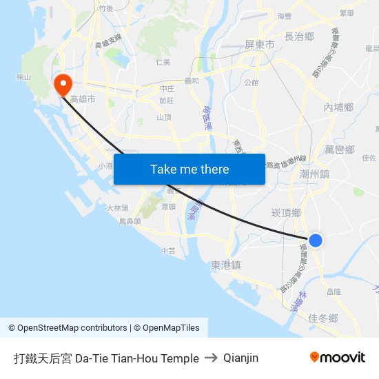 打鐵天后宮 Da-Tie Tian-Hou Temple to Qianjin map