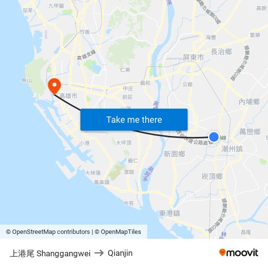 上港尾 Shanggangwei to Qianjin map