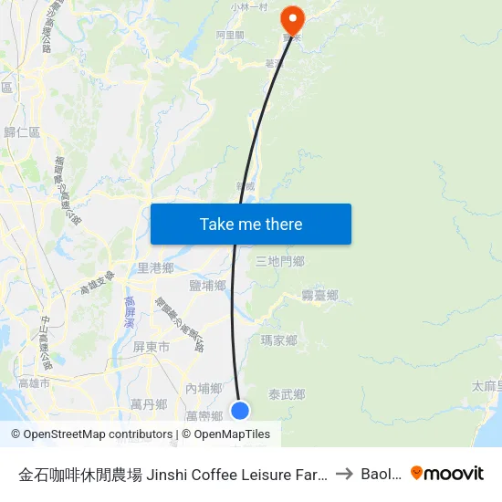 Jinshi Coffee Leisure Farm to Baolai map
