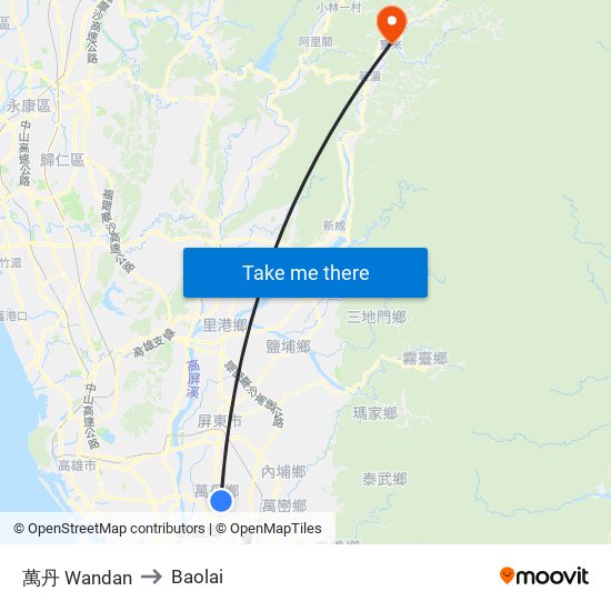 萬丹 Wandan to Baolai map