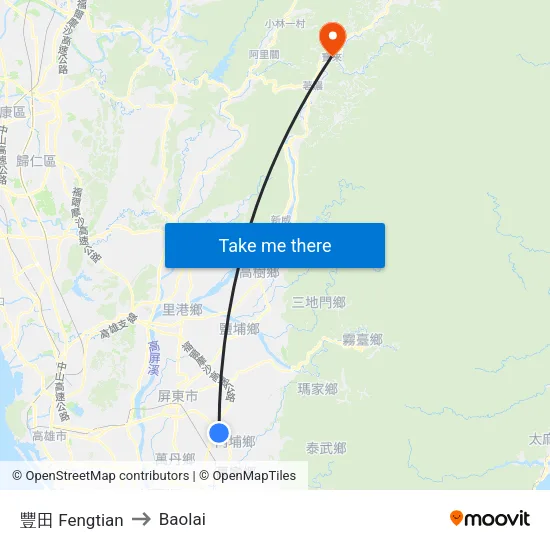 豐田 Fengtian to Baolai map