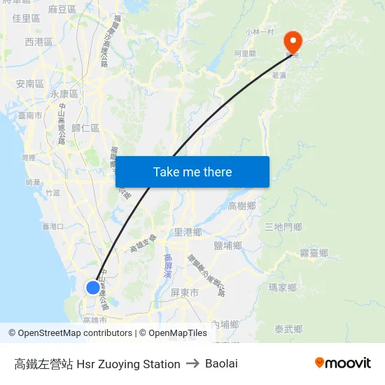 高鐵左營站 Hsr Zuoying Station to Baolai map