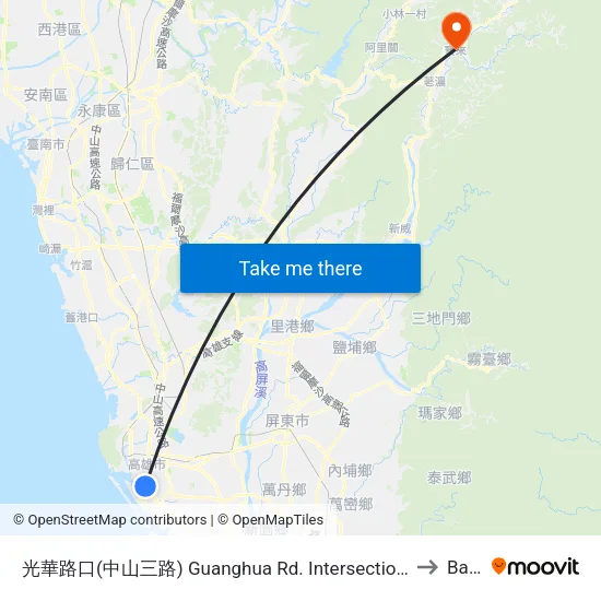 光華路口(中山三路) Guanghua Rd. Intersection(Jhongshan 3rd Rd.) to Baolai map