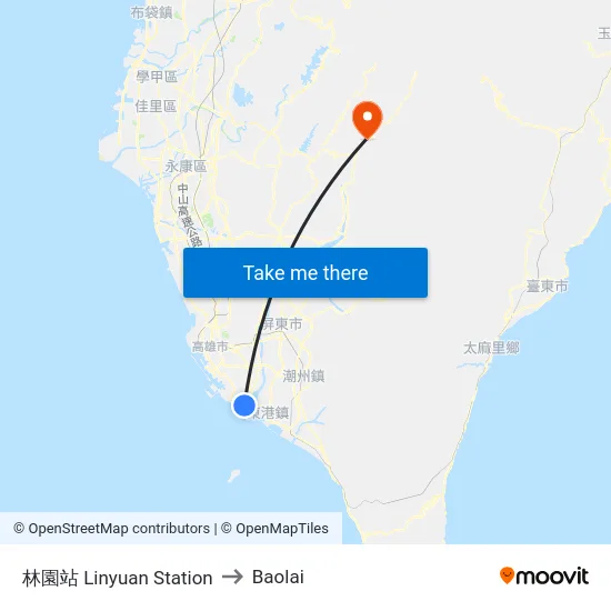 林園站 Linyuan Station to Baolai map