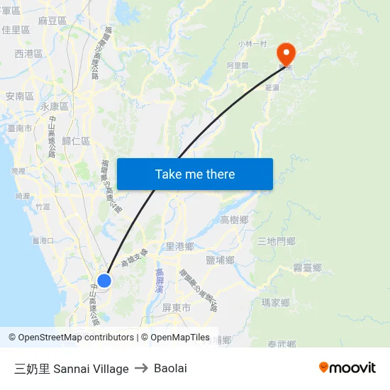 Sannai Village to Baolai map