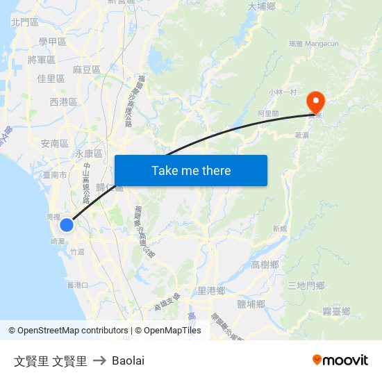 文賢里 文賢里 to Baolai map