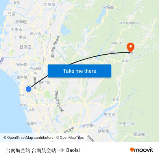 台南航空站 台南航空站 to Baolai map