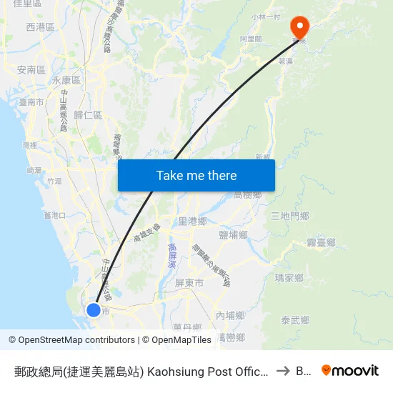 郵政總局(捷運美麗島站) Kaohsiung Post Office(Mrt Formosa Boulevard Station) to Baolai map