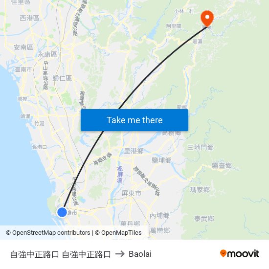 自強中正路口 自強中正路口 to Baolai map