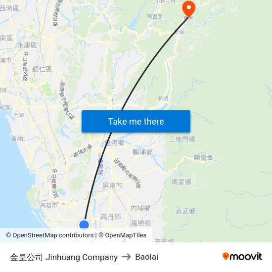 金皇公司 Jinhuang Company to Baolai map