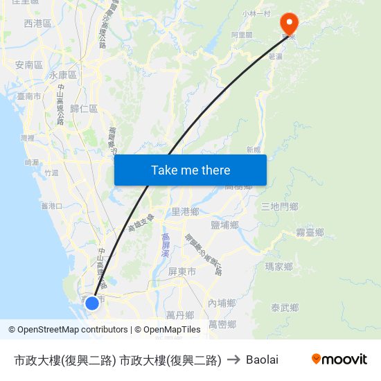 市政大樓(復興二路) 市政大樓(復興二路) to Baolai map