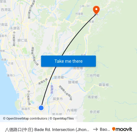 八德路口(中庄) Bade Rd. Intersection (Jhongjhuang) to Baolai map