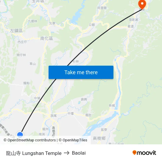 龍山寺 Lungshan Temple to Baolai map
