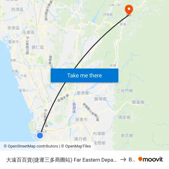 大遠百百貨(捷運三多商圈站) Far Eastern Department Store(Mrt Sandou Shopping District Station) to Baolai map
