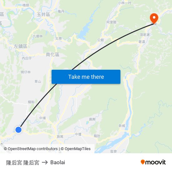 隆后宮 隆后宮 to Baolai map