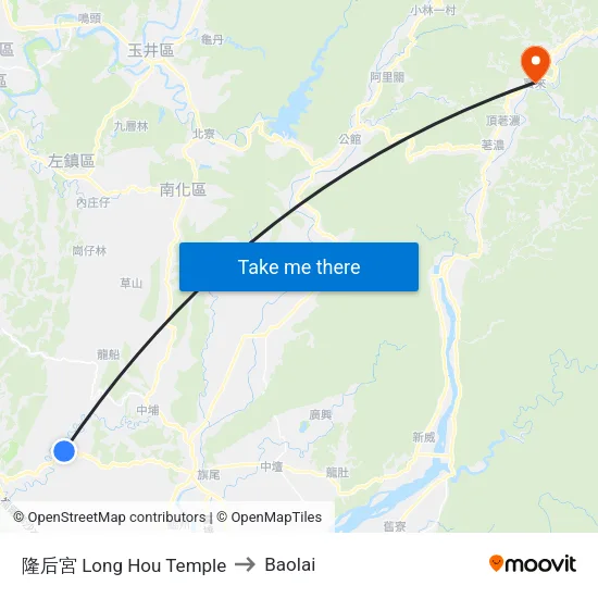 隆后宮 Long Hou Temple to Baolai map