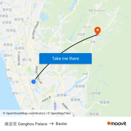 崗后宮 Ganghou Palace to Baolai map