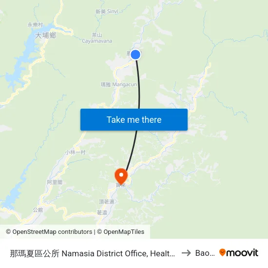 那瑪夏區公所 Namasia District Office, Health Center to Baolai map