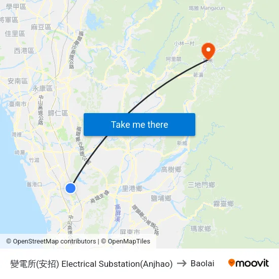 變電所(安招) Electrical Substation(Anjhao) to Baolai map