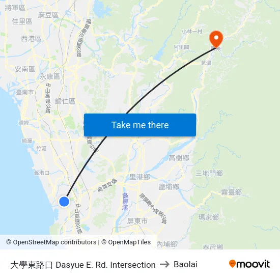 大學東路口 Dasyue E. Rd. Intersection to Baolai map