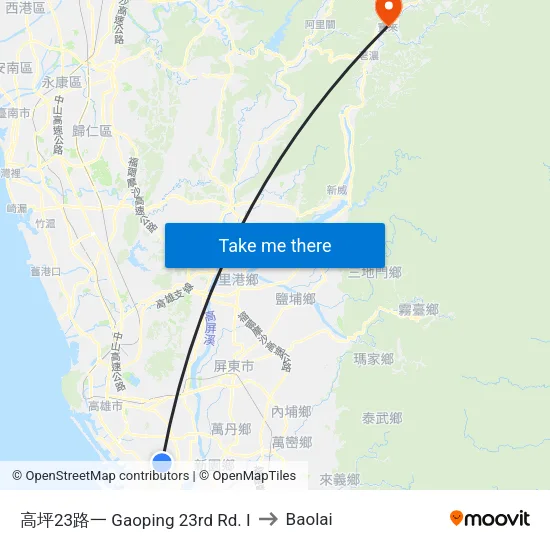 高坪23路一 Gaoping 23rd Rd. I to Baolai map