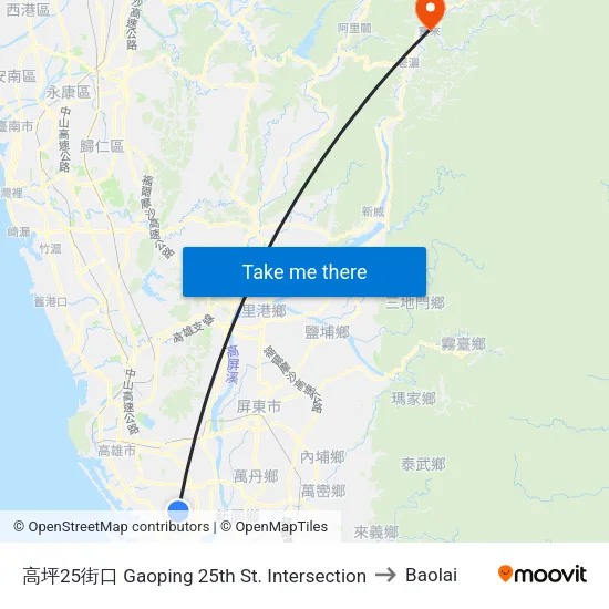 高坪25街口 Gaoping 25th St. Intersection to Baolai map