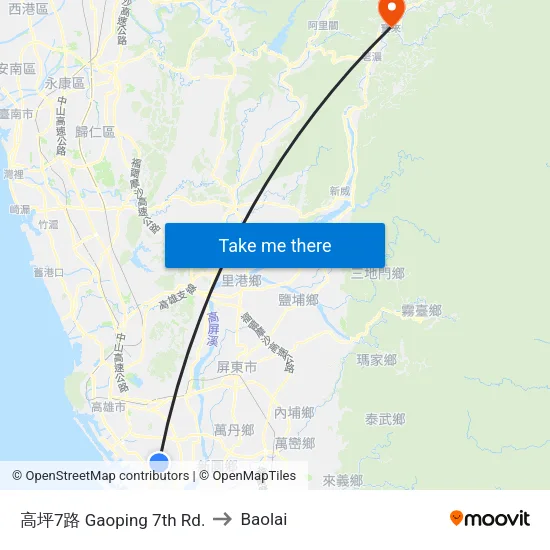 高坪7路 Gaoping 7th Rd. to Baolai map