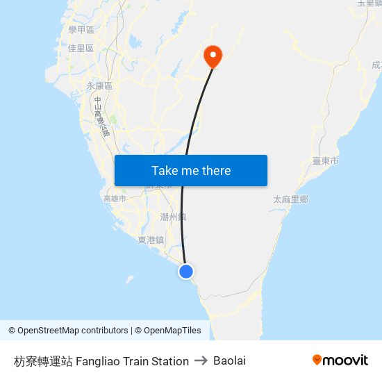 枋寮轉運站 Fangliao Train Station to Baolai map