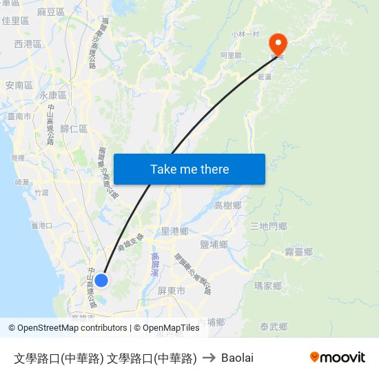 文學路口(中華路) 文學路口(中華路) to Baolai map