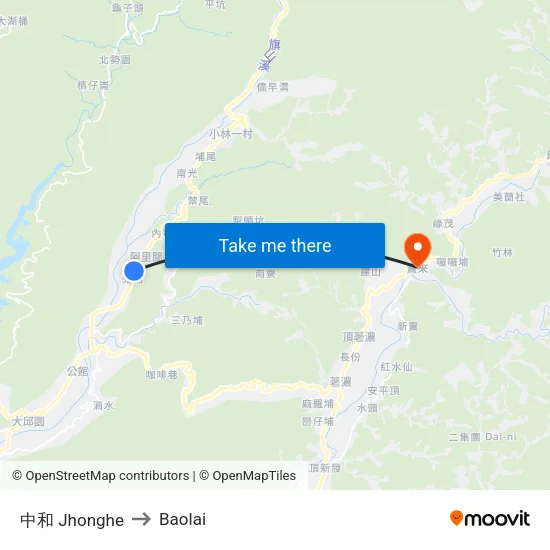 中和 Jhonghe to Baolai map