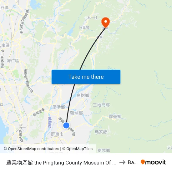 農業物產館 the Pingtung County Museum Of Agricultural Products to Baolai map