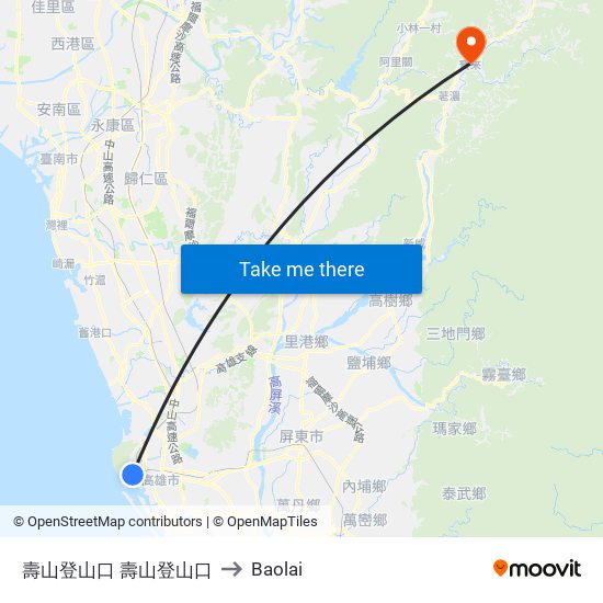 壽山登山口 壽山登山口 to Baolai map