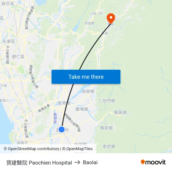 寶建醫院 Paochien Hospital to Baolai map