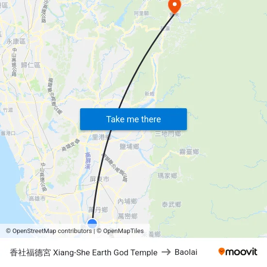 香社福德宮 Xiang-She Earth God Temple to Baolai map