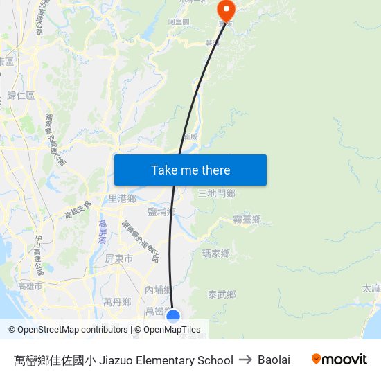 萬巒鄉佳佐國小 Jiazuo Elementary School to Baolai map