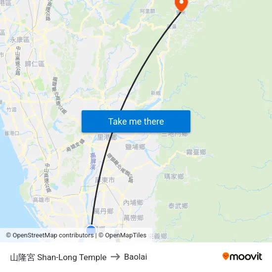 山隆宮 Shan-Long Temple to Baolai map