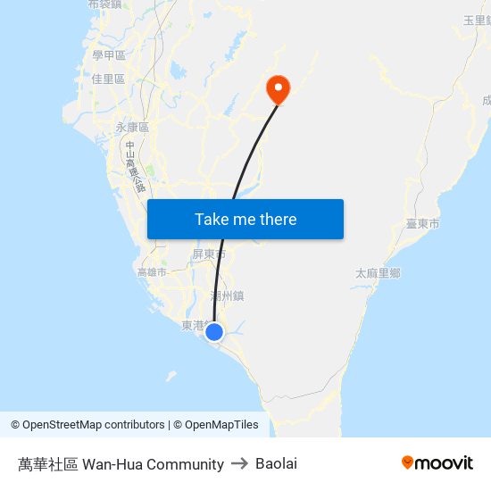 萬華社區 Wan-Hua Community to Baolai map