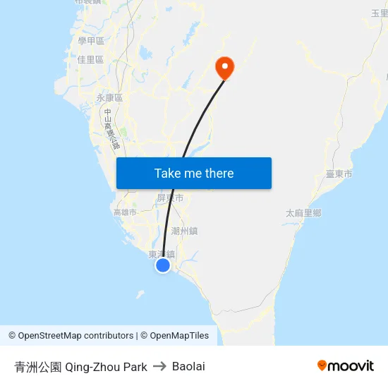 青洲公園 Qing-Zhou Park to Baolai map