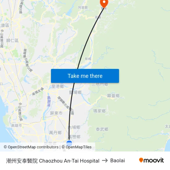 潮州安泰醫院 Chaozhou An-Tai Hospital to Baolai map