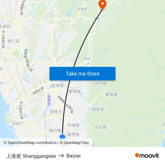 上港尾 Shanggangwei to Baolai map