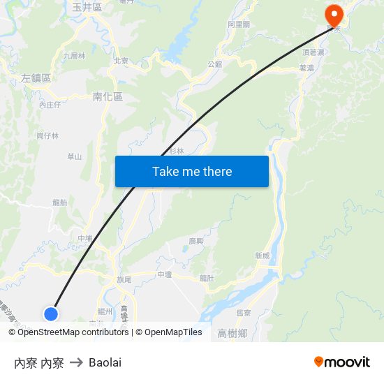 內寮 內寮 to Baolai map